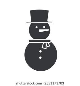 Isolated pictogram black of snowman, snow man for December, winter, Christmas graphic element