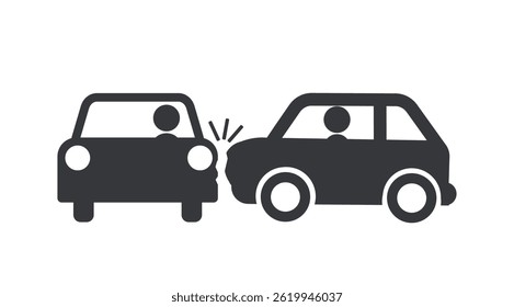 Isolated pictogram car side collision, vehicle crash, road accident