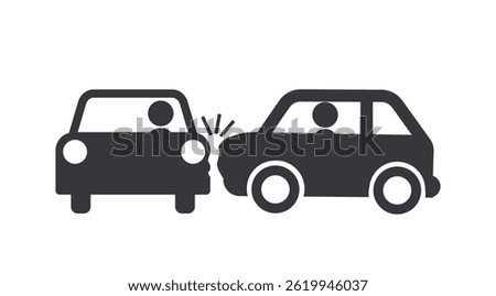 Isolated pictogram car side collision, vehicle crash, road accident