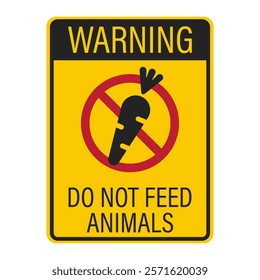 Isolated pictogram: Carrot vegetables  with a prohibition sign indicating 'Do not feed wildlife label sticker