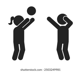 Isolated pictogram Children Play Volley Ball, for Slow Speed Children at Play sign