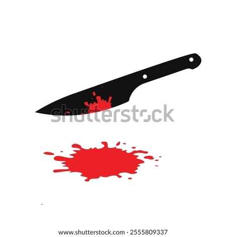 Isolated pictogram deadly knife covered with red blood, murder, crime scene, criminal icon