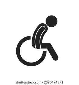 Isolated pictogram disable, ill, old, handicap person with pictogram man on a wheelchair ramp, for parking area, access building, transport icon