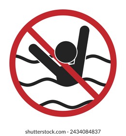 Pictograma aislado hombre abajo, para la piscina, signo de seguridad de agua abierta