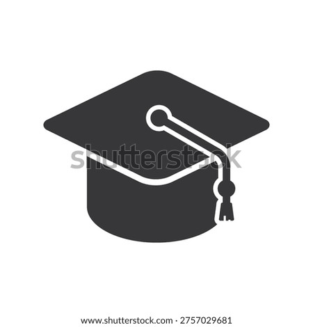 Isolated pictogram of graduation cap representing education, academic achievement, ceremony, university, learning success, and scholarly accomplishment symbol