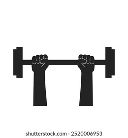 Isolated pictogram han hold dumbbell, barbell, sport fitness gym icon