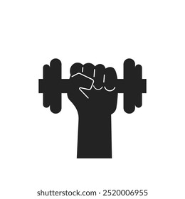 Isolated pictogram han hold dumbbell, barbell, sport fitness gym icon