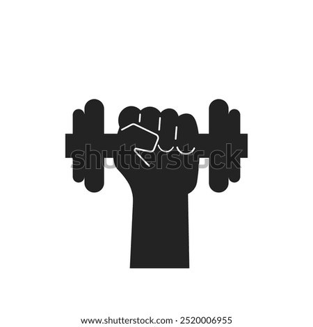 Isolated pictogram han hold dumbbell, barbell, sport fitness gym icon