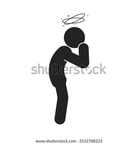 Isolated pictogram headache, dizzy, ill, vertigo, confusion a health icon sign