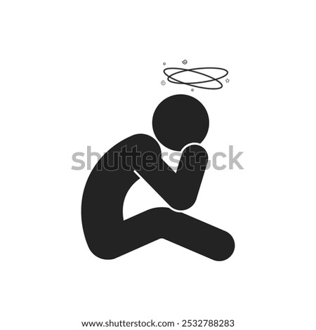 Isolated pictogram headache, dizzy, ill, vertigo, confusion a health icon sign