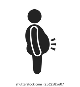 Isolated pictogram icon big belly man, fat stomach icon, fatty person sign