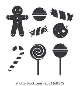 Isolated pictogram icon of candy, peppermints, sweet for Christmas, winter December, holiday graphic element