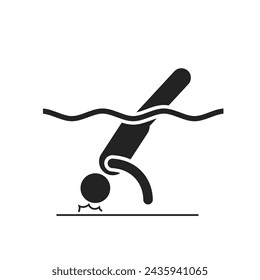 Isolated pictogram icon head injury for diving or jump on shallow swimming pool