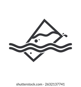 Isolated pictogram icon indicating drinking water, warning about dangerous river water, symbolizing polluted or contaminated water source