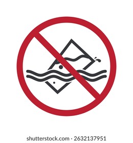 Isolated pictogram icon indicating no drinking water, warning about dangerous river water, symbolizing polluted or contaminated water source