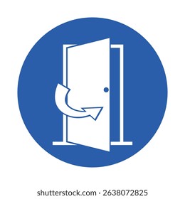 Isolated pictogram icon of open door used in caution signs for "do not open the door" and "please close door" warnings