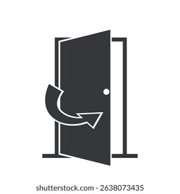 Isolated pictogram icon of open door used in caution signs for "do not open the door" and "please close door" warnings