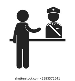Isolated pictogram icon of security check in, for visitor management system or VMS, airport, office, building entry