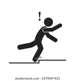 Isolated pictogram icon watch your step, uneven floor surface, for safety sign label