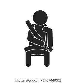 Isolated pictogram icon of wear or fasten your seat belt for car, train, airplane for driver and passenger safety sign