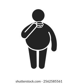 Isolated pictogram Illustration fat person eating food, diet, unhealthy habit