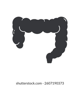 Isolated pictogram illustration of the intestine, representing a part of the human body related to digestion and health.