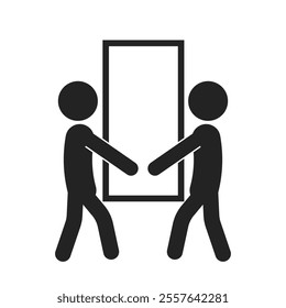 Isolated pictogram instruction big box handling, for lift with two people