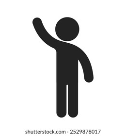 Isolated pictogram kid boy wave hand, welcome, say hi icon sign