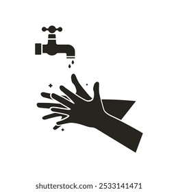 Isolated pictogram label wash hand, clean your hand before, use soap, toilet restroom icon 