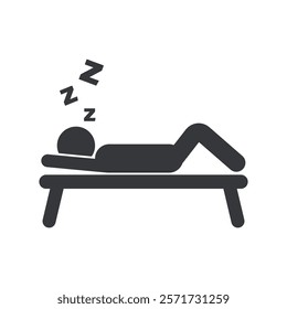 Isolated pictogram 'Lying and Sleep on Benches and Chairs' for prohibition and safety sign