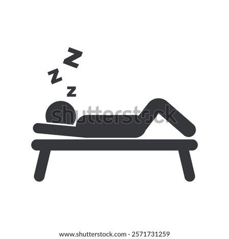 Isolated pictogram 'Lying and Sleep on Benches and Chairs' for prohibition and safety sign