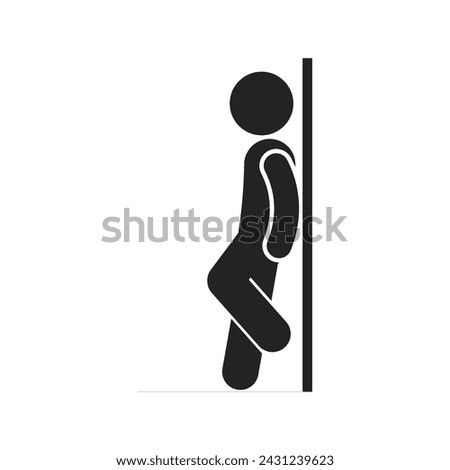 Isolated pictogram man lean on wall or glass door, for safety industrial transportation sign