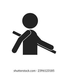 Isolated pictogram man use stair and holding on handrail, for indoor safety stairway sign