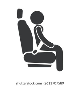 Isolated pictogram people on car seat with seatbelt, symbolizing passanger on a vehicle