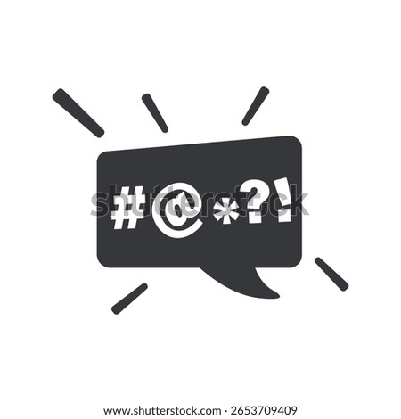 Isolated pictogram of a person with angry bubble talk, showing rude, offensive, or vulgar language such as cursing, swearing