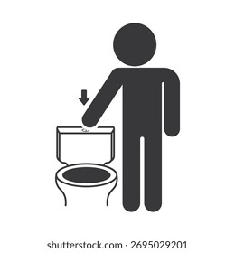 Isolated pictogram reminding user to press the "flush" button after using the toilet