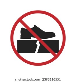 Isolated pictogram round sign of do not step on box, for damage cardboard safety, handle with care, fragile sign, shipping caution sign
