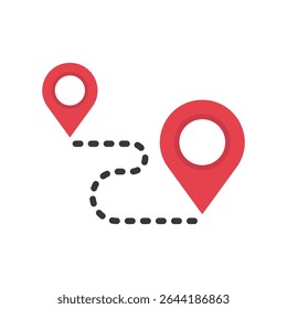 Isolated pictogram route location marker, symbolizing places, checkpoints, routes, navigation, home position, and geographic reference.