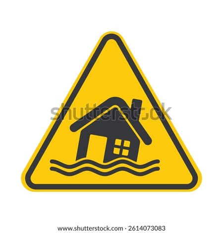 Isolated pictogram showing a house submerged in water, symbolizing flooded building and a flood area or emergency situation.