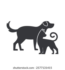 Isolated pictogram sign of animal pets a black cat and dog icon