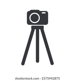 Isolated pictogram sign camera mounted on a tripod, symbol of photography and photo images