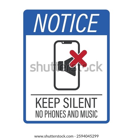 Isolated pictogram sign : cellphone with a "keep silent" symbol and a speaker volume prohibition sign