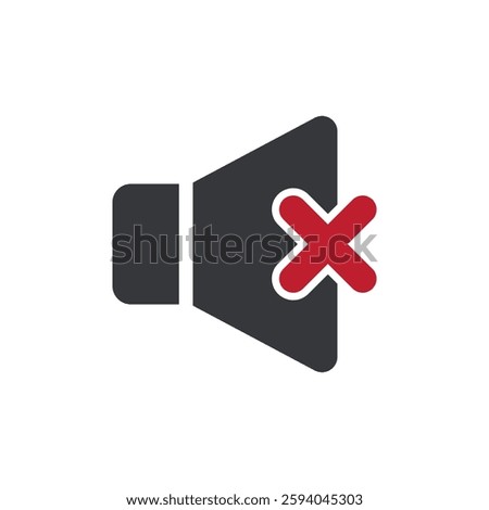 Isolated pictogram sign : cellphone with a "keep silent" symbol and a speaker volume prohibition sign