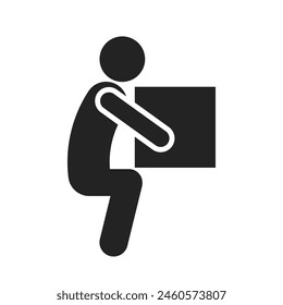 Isolated pictogram sign of correct way to lift box, for industrial health safety sign