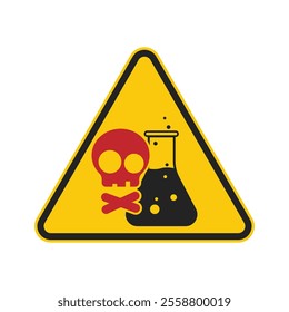 Isolated pictogram sign dangerous chemical, with illustration skull and laboratory glass bottle 