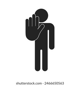 Isolated pictogram sign of do not enter, prohibition with refuse palm hand gesture