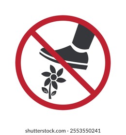 Isolated pictogram sign do not step on grass, lawn, flower for park, garden and outdoor signage