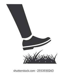 Isolated pictogram sign do not step on grass, lawn, flower for park, garden and outdoor signage