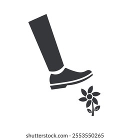 Isolated pictogram sign do not step on grass, lawn, flower for park, garden and outdoor signage