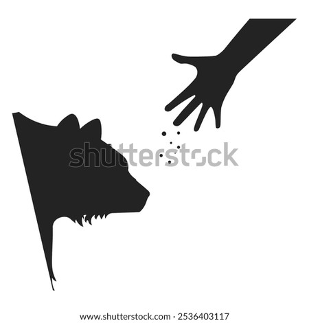 Isolated pictogram sign do not feed bear, risk bite by animal, forest safety sign